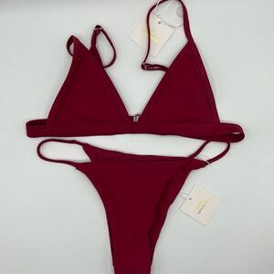 LSEA Maroon Burgundy String Bikini Jane Jessie Size S NWT